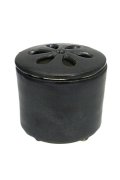 信楽焼き陶器香炉（鉄黒色）灰・炭付きセット