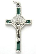 イタリア直輸入 聖ベネディクト十字架（銀・緑）