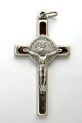 イタリア直輸入 聖ベネディクト十字架（銀・茶）
