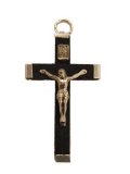 イタリア直輸入 金属枠木製十字架（黒）