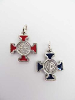 画像2: 聖ベネディクトのメダイ十字架 赤・青セット  ※返品不可商品 