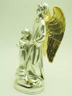 画像2: レジン製子どもと守護の天使の像(銀メッキ加工）