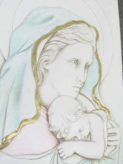 画像2: レジン製 聖母子の壁飾り