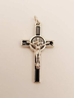 画像1: 聖ベネディクト十字架（銀・黒） ※返品不可商品 
