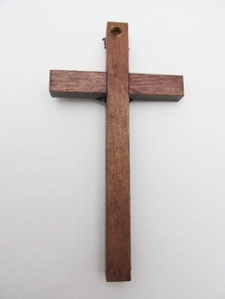 画像2: 小型 掛け十字架（濃茶色・像あり)※天然素材につき木目・節、色ムラなどあり