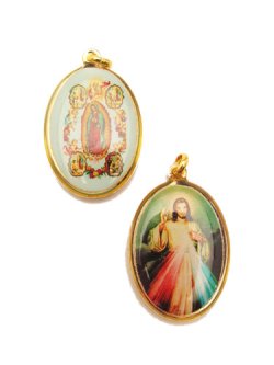 画像1: 楕円 グアダルペの聖母といつくしみのイエスの両面メダイ（大） ※返品不可商品 