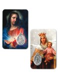 み心のイエスとカルメル山の聖母メダイ付きカード