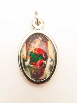 画像1: イタリア直輸入 聖母からロザリオを受ける聖ドミニコと聖カタリナのメダイ ※返品不可商品 