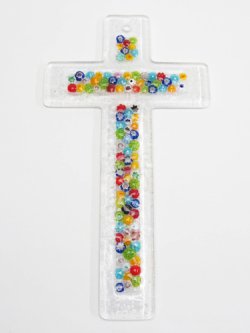 画像1: ムラノガラス製壁掛け十字架（大）