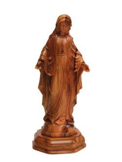 画像1: オリーブ製木彫り像（無原罪の聖母）約17cm