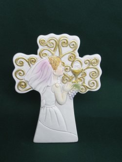 画像1: レジン製の卓上初聖体飾り （クロス・女の子） ※返品不可商品 