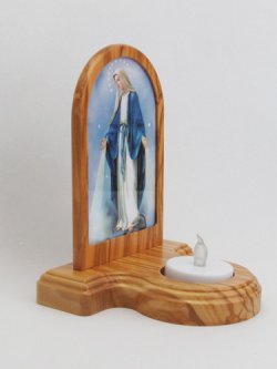 画像2: オリーブ製ライトキャンドルホルダー（無原罪の聖母） 
