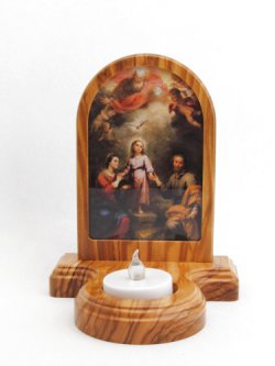 画像1: オリーブ製ライトキャンドルホルダー（聖家族） 