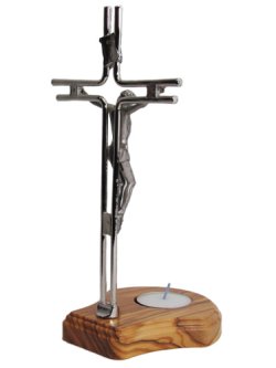 画像3: 金属像付オリーブ製キャンドルホルダー（像付十字架） 