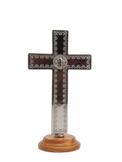 画像4: 台付十字架（聖ベネディクト・銀白 13.5cm） ※返品不可商品 