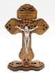 オリーブ製台付十字架透かし彫り（像付）12.5cm　※返品不可商品