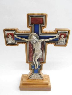 画像2: オリーブ製聖ダミアンの十字架(カラー） 18.5cm　※返品不可商品