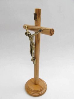 画像3: オリーブ製丸台十字架(像付） 17.5cm　※返品不可商品
