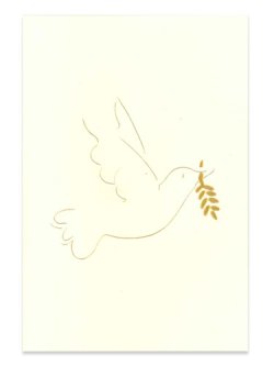 画像1: 二つ折りクリスマスカード 2278V（オリーブをくわえた鳩） ※返品不可商品