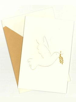画像2: 二つ折りクリスマスカード 2278V（オリーブをくわえた鳩） ※返品不可商品