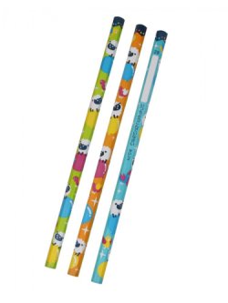 画像1: 鉛筆 ひつじとことり 3本 (色：おまかせ、3本セット) ※返品不可商品