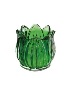 画像1: ガラスポット　グリーン/チューリップ型