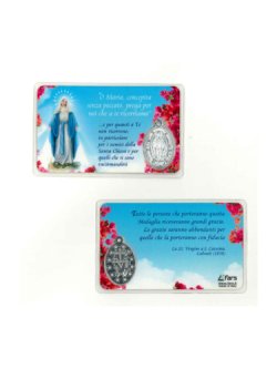 画像1: 不思議のメダイカード（無原罪の聖母・赤  / イタリア版）