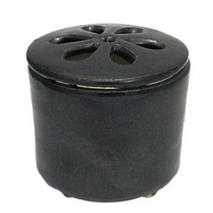 画像: 信楽焼き陶器香炉（鉄黒色）灰・炭付きセット