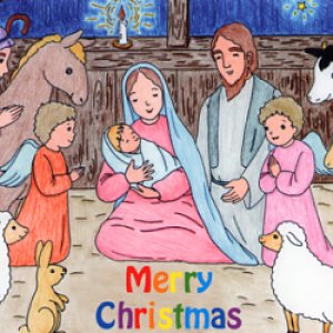 画像: クリスマスカード 二つ折り 聖家族 ※返品不可商品