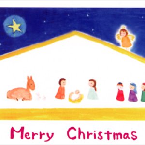 画像: クリスマスカード 二つ折り 馬小屋 ※返品不可商品