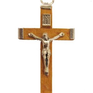画像: イタリア直輸入 金属枠木製十字架（薄茶）