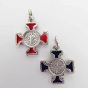 画像: 聖ベネディクトのメダイ十字架 赤・青セット  ※返品不可商品 