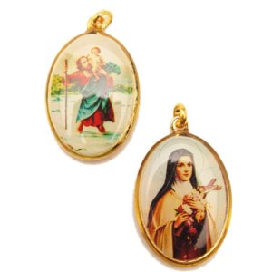 画像: 楕円 リジューの聖テレジアと聖クリストフォロの両面メダイ（大） ※返品不可商品 