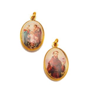 画像: 楕円 アシジの聖フランシスコと聖家族の両面メダイ（小） ※返品不可商品 