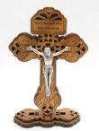 画像1: オリーブ製台付十字架透かし彫り（像付）12.5cm　※返品不可商品