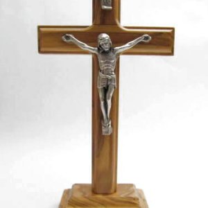 画像: オリーブ製木製台付十字架（金属像付き）※返品不可商品