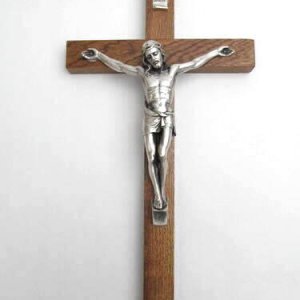 画像: 木製掛け十字架（金属像付き）※返品不可商品