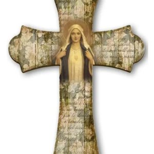 画像: 壁掛け十字架 み心のマリア ※返品不可商品