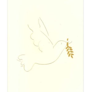 画像: 二つ折りクリスマスカード  オリーブをくわえた鳩 ※返品不可商品