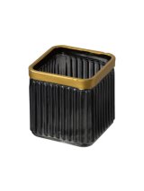 画像: ガラスポット 金枠ブラック/スクエア型