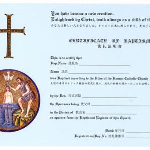 画像: 洗礼証明書 英語/日本語 横書き（5枚組）