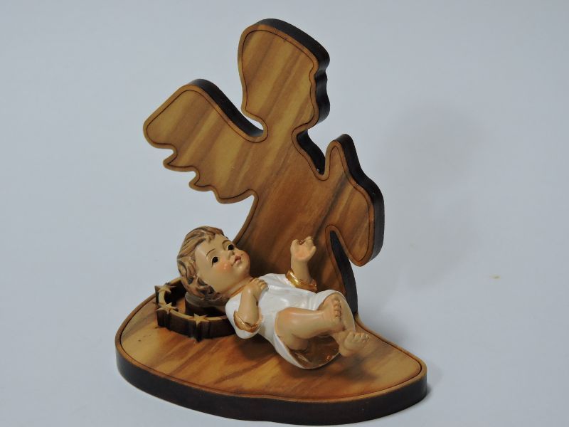 画像1: イタリア直輸入 木製置物 天使と幼子