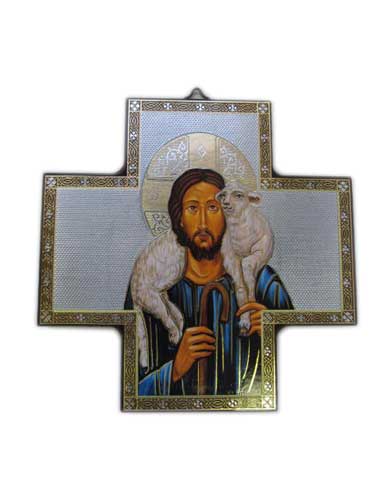 画像1: 壁掛けイコン十字架　善き牧者イエス