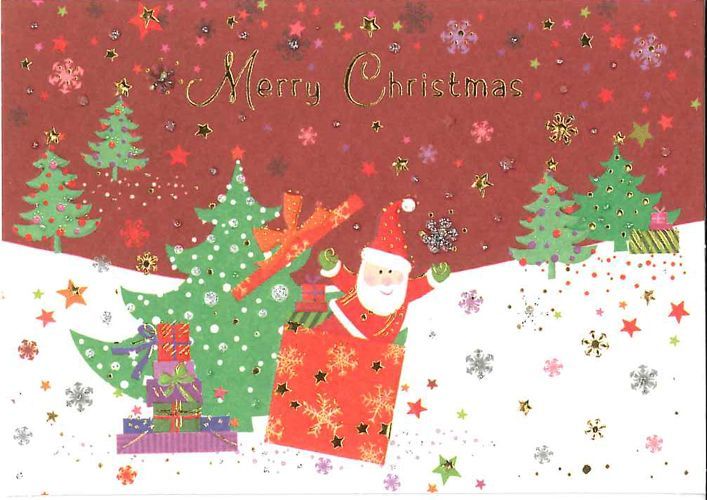 ミニクリスマスカード サンタとプレゼント 返品不可商品 パウルスショップ