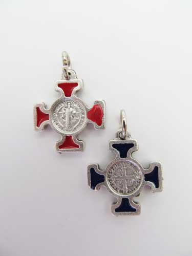画像1: 聖ベネディクトのメダイ十字架 赤・青セット  ※返品不可商品 