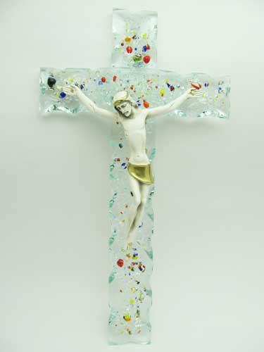 画像1: イタリア直輸入ベネチアガラスビーズ製掛け十字架（像あり）