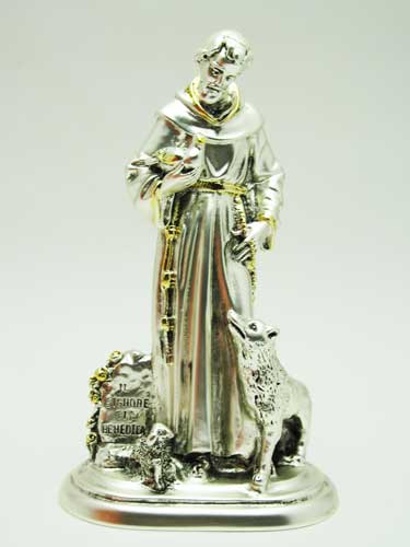 画像1: レジン製聖フランシスコ像（銀メッキ加工）