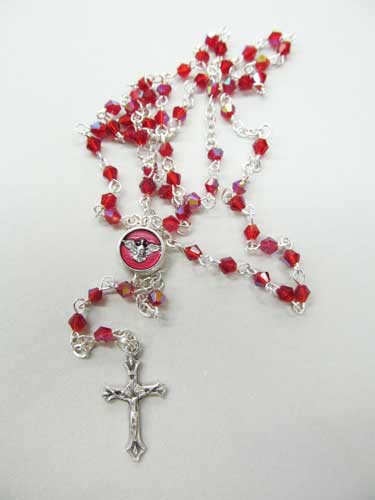 画像2: イタリア製 ケース付聖霊の鳩ロザリオ(レッド)  ※返品不可商品 