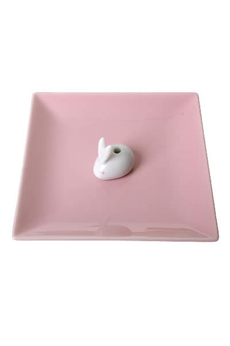 画像1: 陶器香皿ウサギ (ピンク) 