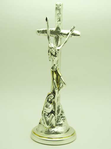 画像2: 十字架上のイエスと聖母マリア（銀メッキ加工）